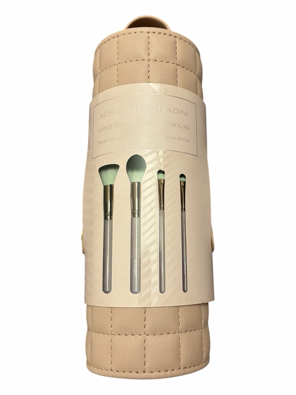 NEW Adrienne Vittadini - 4 Piece Travel Brush Set + Holder